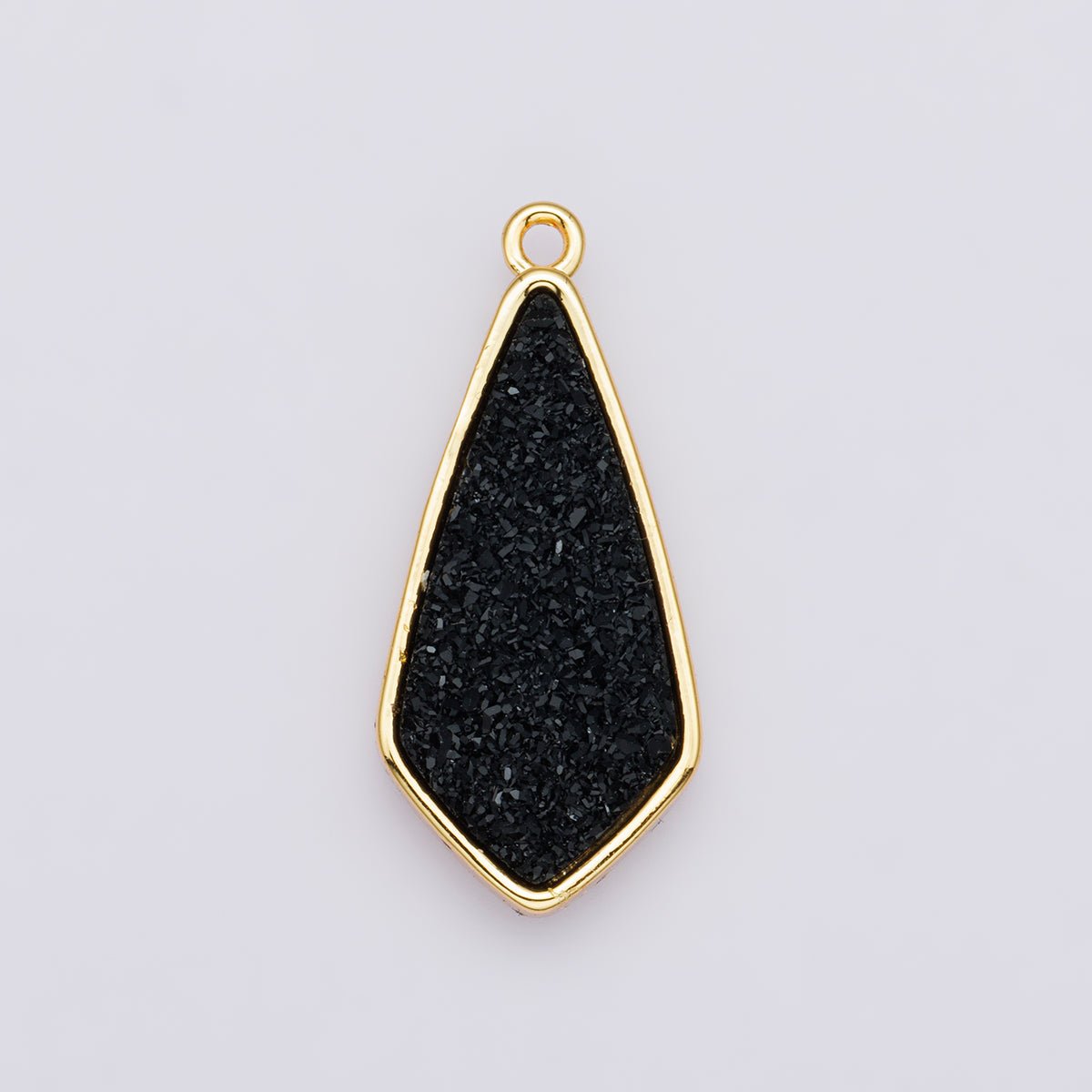 24K Gold Filled 30mm Black, Blue, Purple Glitter Druzy Rhombus Geometric Charm | E00438 - DLUXCA