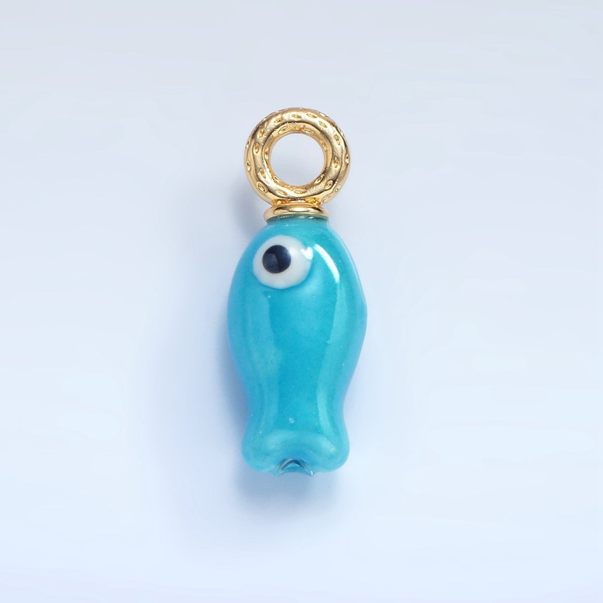24K Gold Filled 30mm Enamel Fish Sea Animal Drop Charm