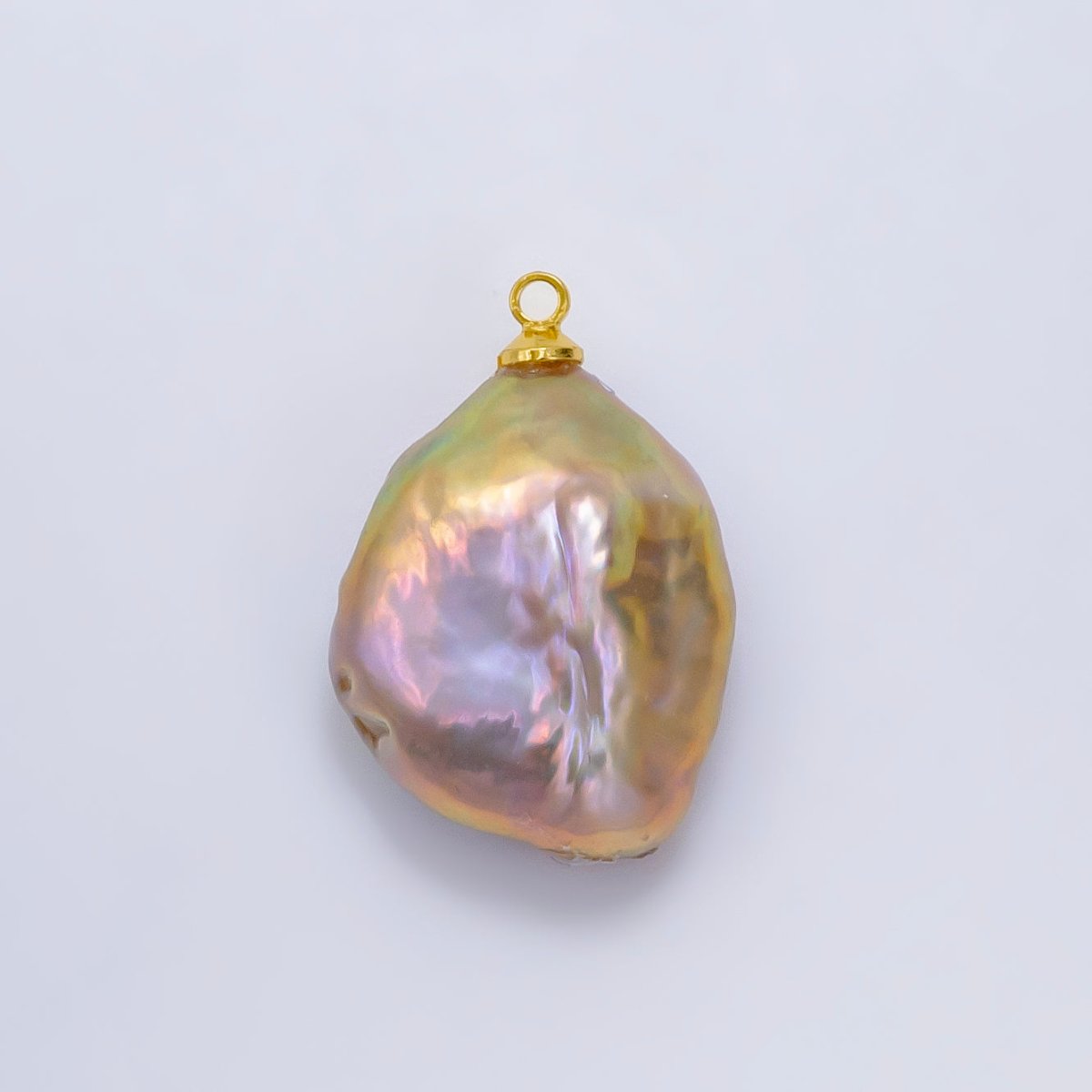 24K Gold Filled 30mm Flat Baroque Freshwater Pearl Charm | P1911 - DLUXCA