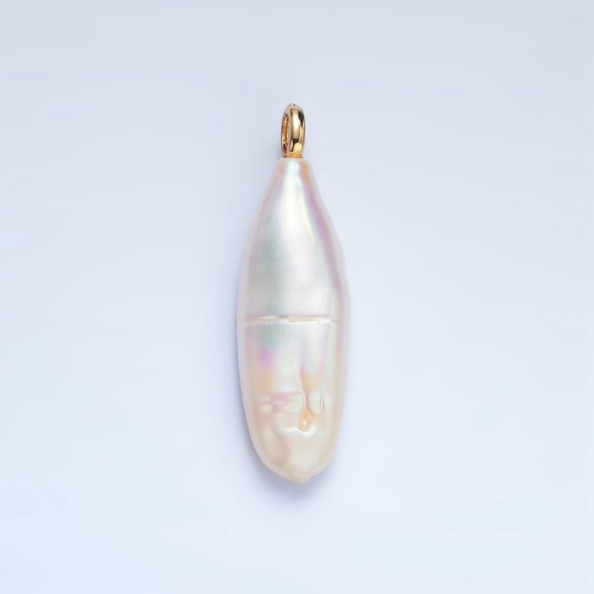 24K Gold Filled 30mm Freshwater Pearl Biwa Teardrop Charm | P1898 - DLUXCA