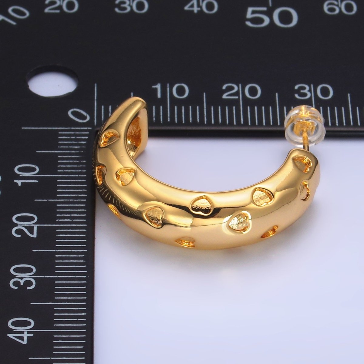 24K Gold Filled 30mm Heart C - Shaped Hoop Earrings | AB683 - DLUXCA