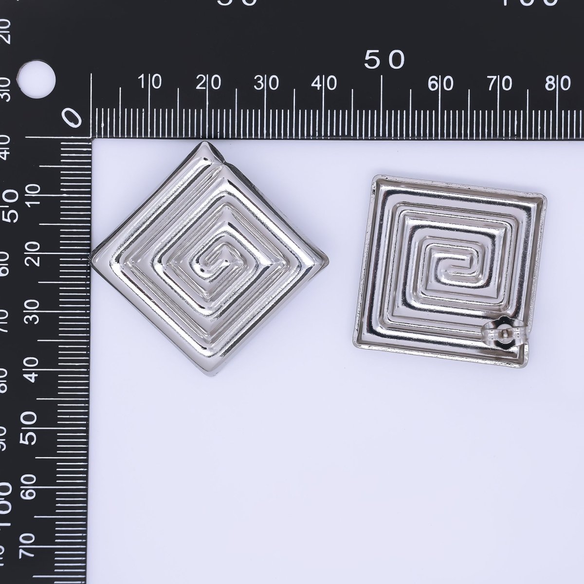 24K Gold Filled 30mm Maze Rhombus Statement Studs Earrings in Gold & Silver | AJ085 AJ086 - DLUXCA