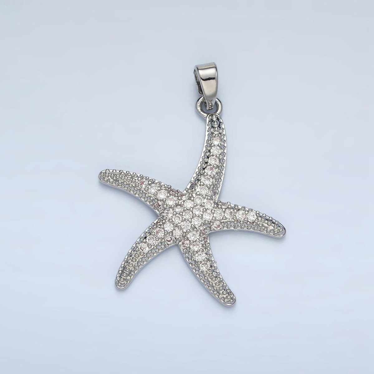 24K Gold Filled 30mm Micro Paved CZ Starfish Pendant in Gold & Silver | AA1391 - DLUXCA