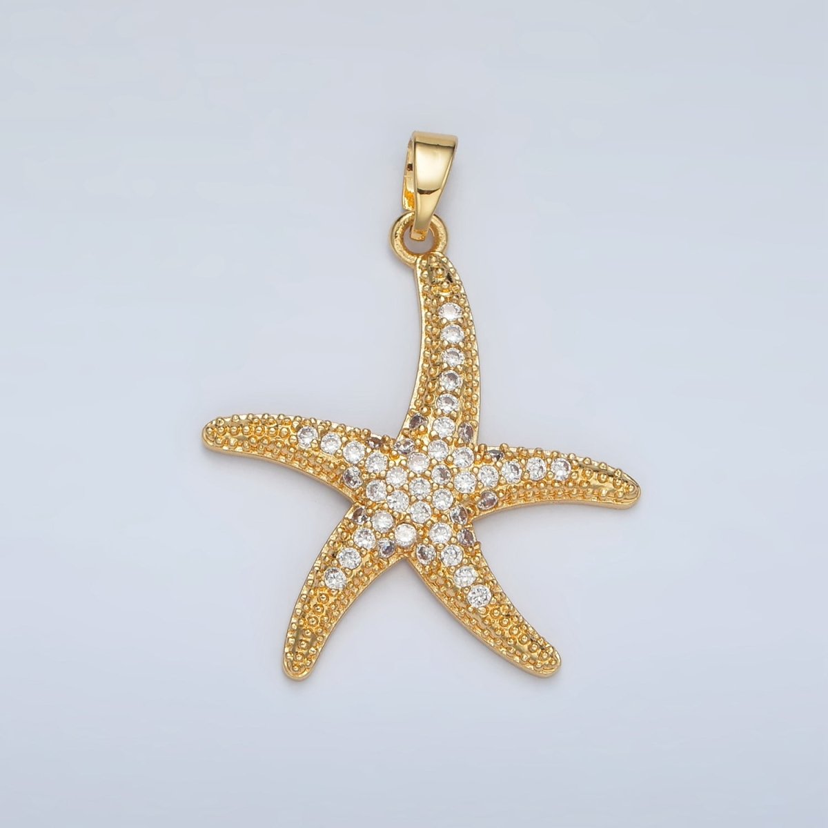 24K Gold Filled 30mm Micro Paved CZ Starfish Pendant in Gold & Silver | AA1391 - DLUXCA