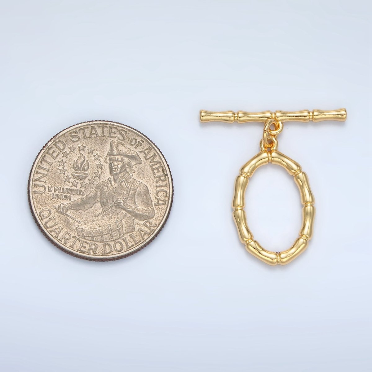 24K Gold Filled 30mm Oval Bamboo Toggle Clasps Closure Findings | Z844 - DLUXCA