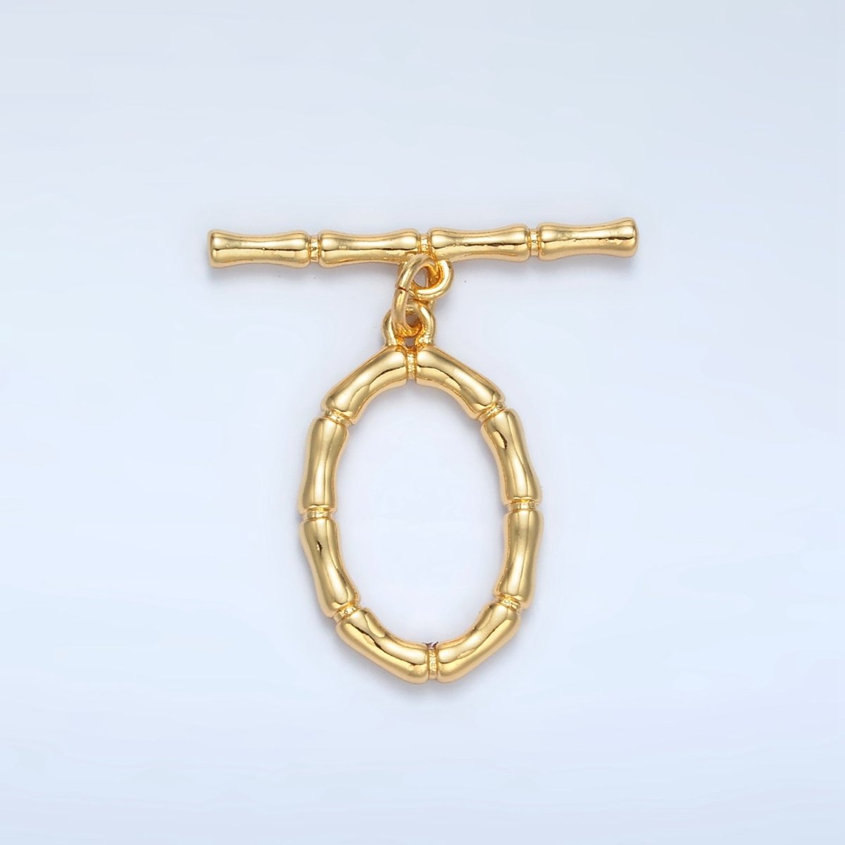 24K Gold Filled 30mm Oval Bamboo Toggle Clasps Closure Findings | Z844 - DLUXCA