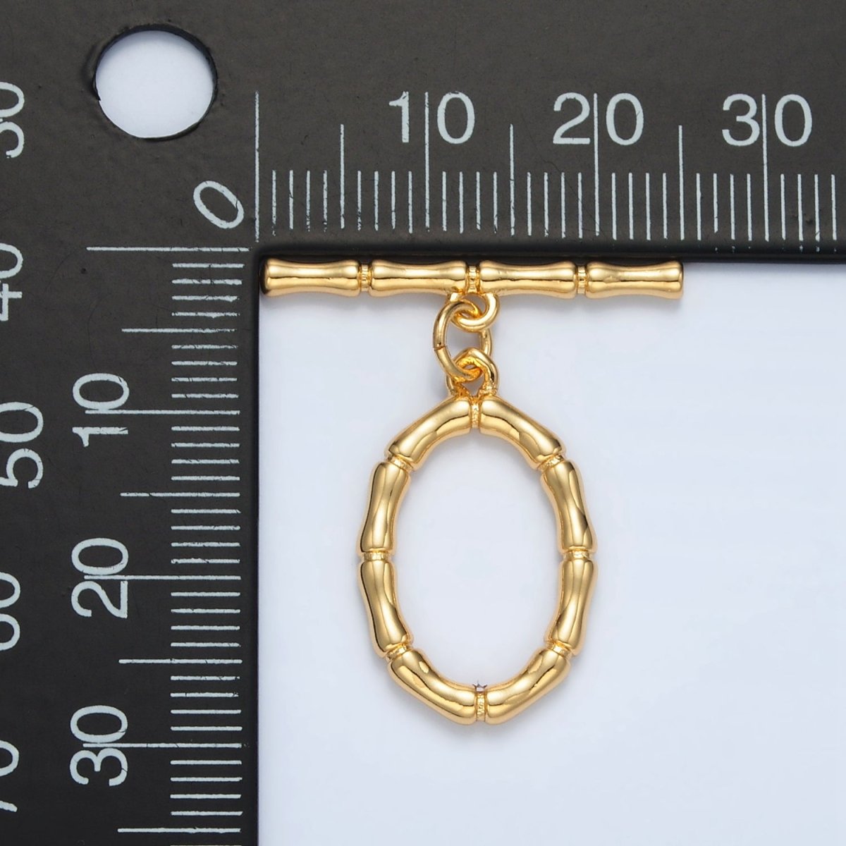 24K Gold Filled 30mm Oval Bamboo Toggle Clasps Closure Findings | Z844 - DLUXCA