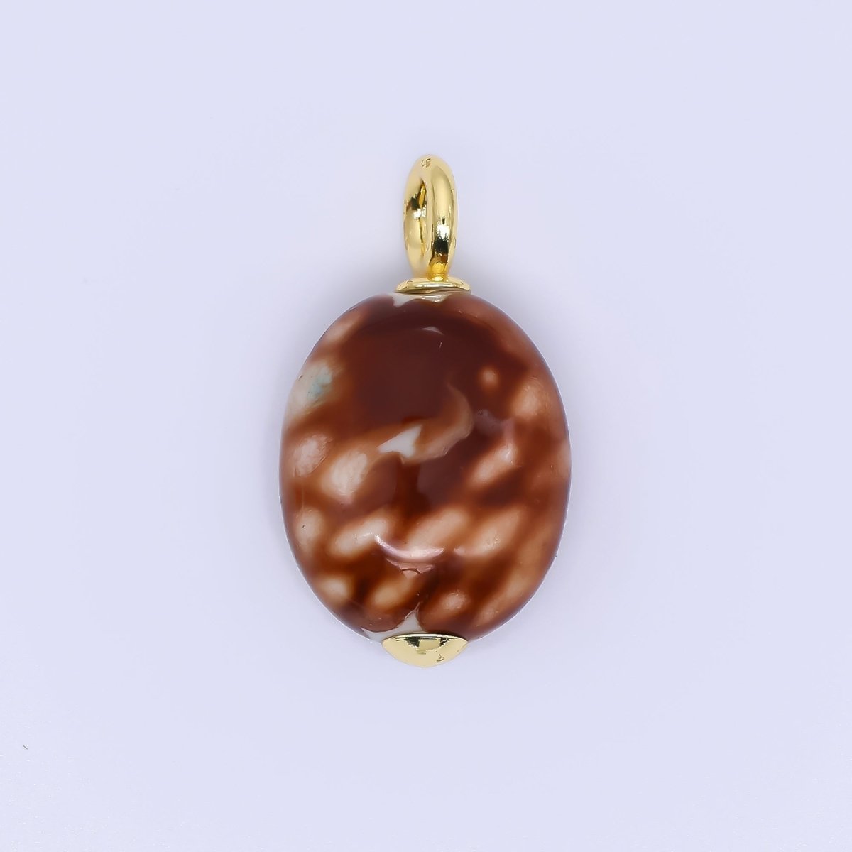 24K Gold Filled 30mm Oval Egg Ceramics Charm | M215 M218 M877 M897 M909 - DLUXCA