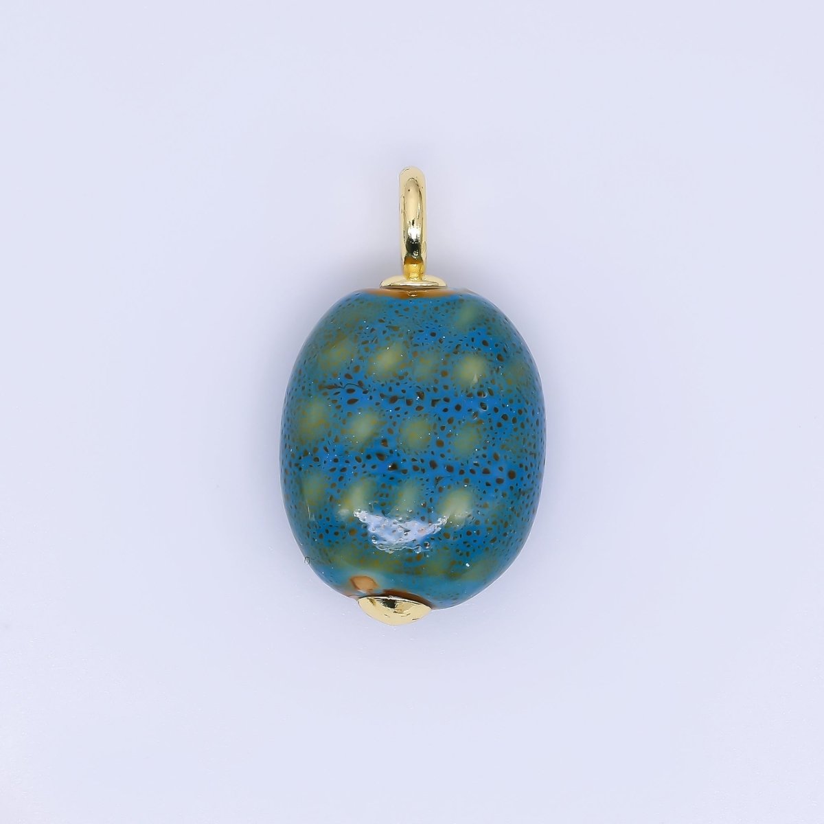24K Gold Filled 30mm Oval Egg Ceramics Charm | M215 M218 M877 M897 M909 - DLUXCA