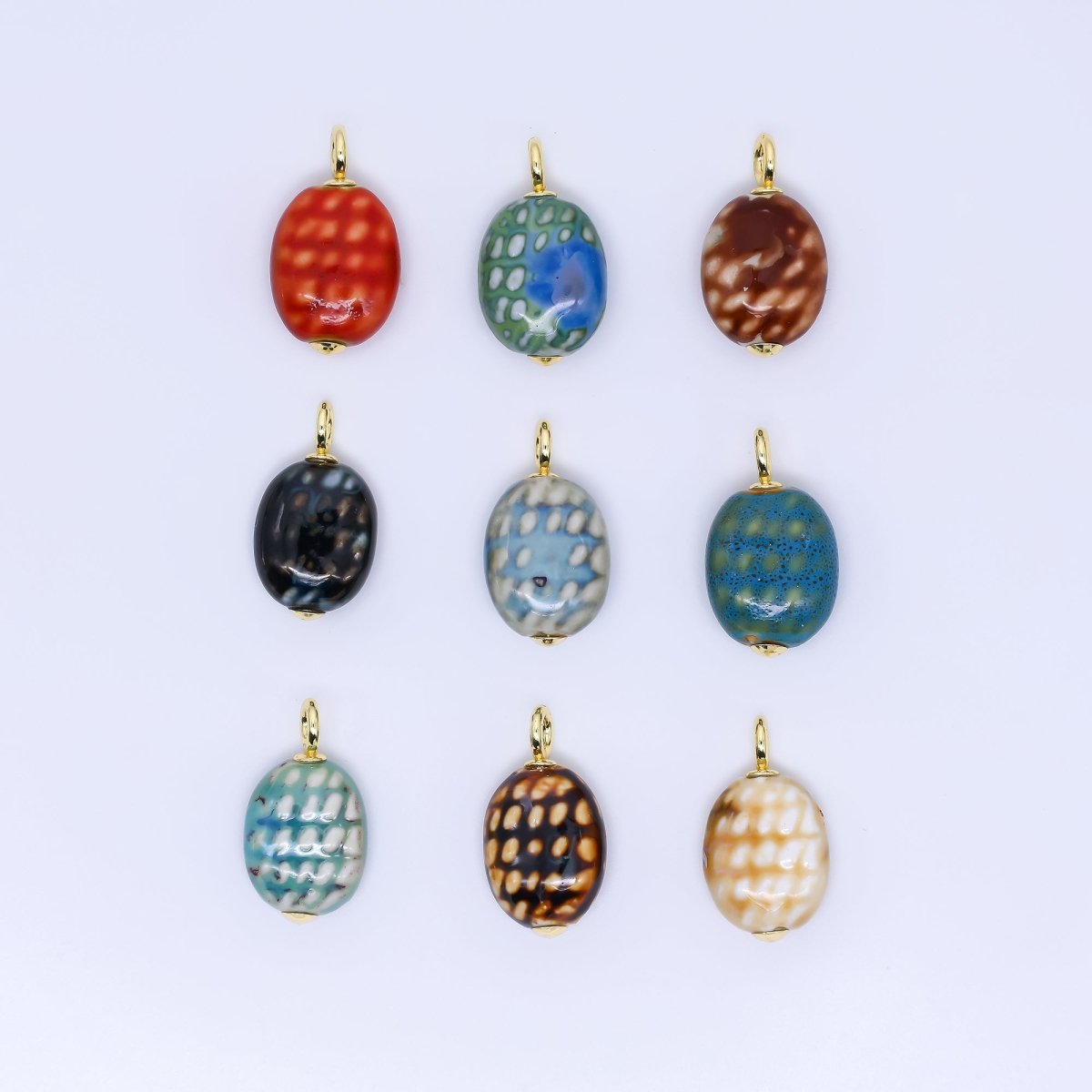 24K Gold Filled 30mm Oval Egg Ceramics Charm | M215 M218 M877 M897 M909 - DLUXCA