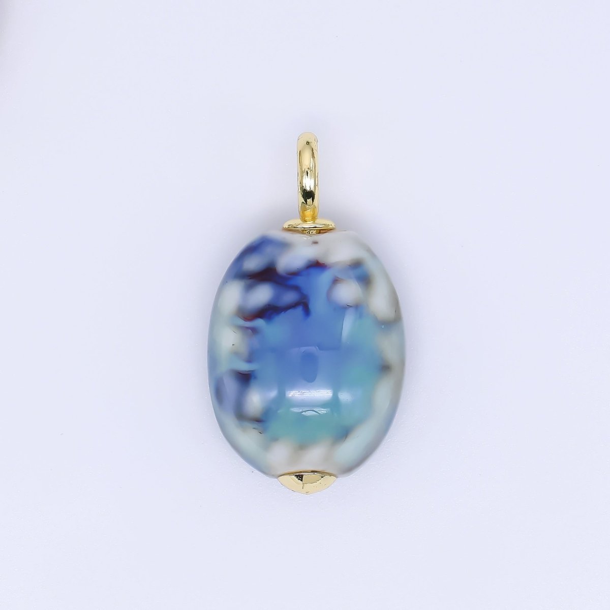 24K Gold Filled 30mm Oval Egg Ceramics Charm | M215 M218 M877 M897 M909 - DLUXCA