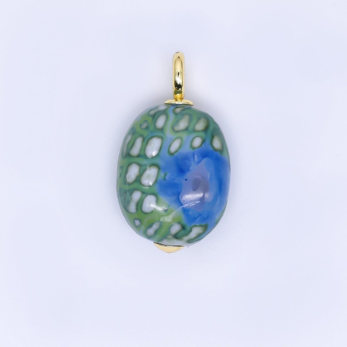 24K Gold Filled 30mm Oval Egg Ceramics Charm | M215 M218 M877 M897 M909 - DLUXCA