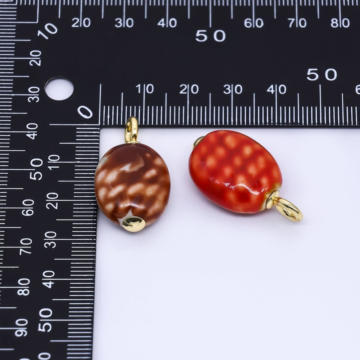 24K Gold Filled 30mm Oval Egg Ceramics Charm | M215 M218 M877 M897 M909 - DLUXCA