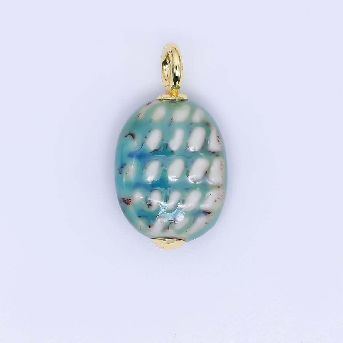 24K Gold Filled 30mm Oval Egg Ceramics Charm | M215 M218 M877 M897 M909 - DLUXCA