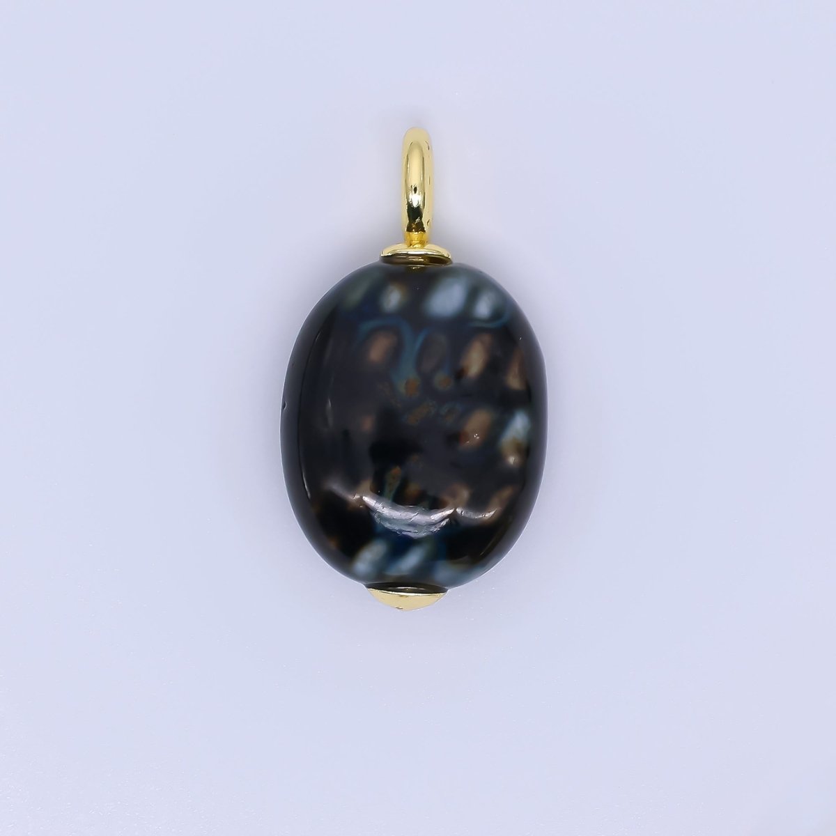 24K Gold Filled 30mm Oval Egg Ceramics Charm | M215 M218 M877 M897 M909 - DLUXCA