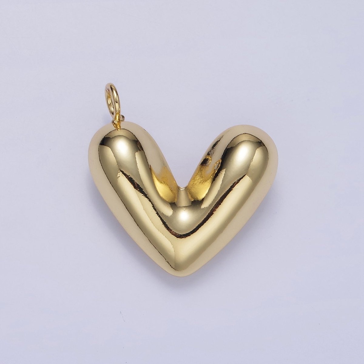 24K Gold Filled 30mm Puffed Heart Pendant in Gold & Silver | D060 D061 - DLUXCA