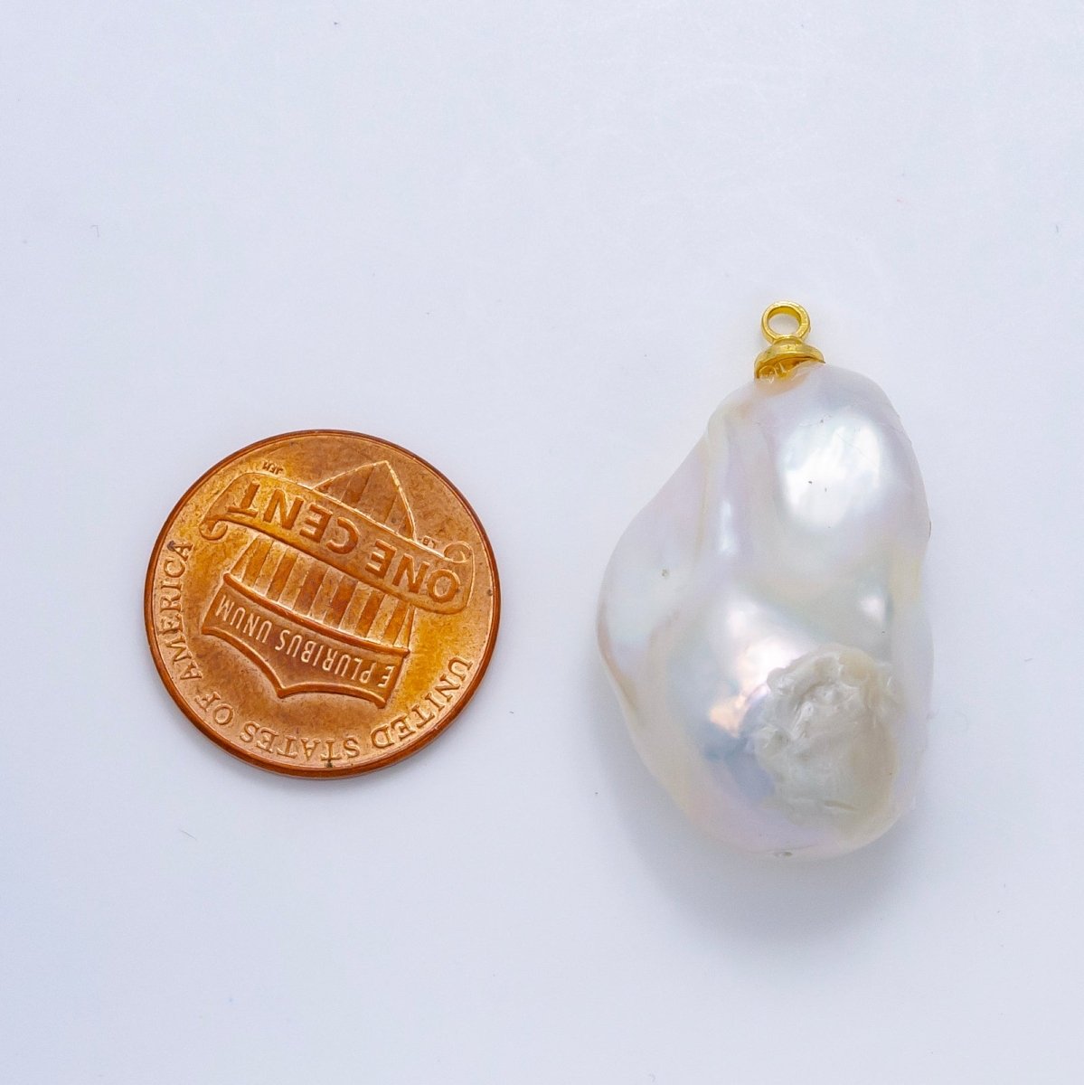 24K Gold Filled 30mm White Baroque Freshwater Pearl Charm | P1912 - DLUXCA