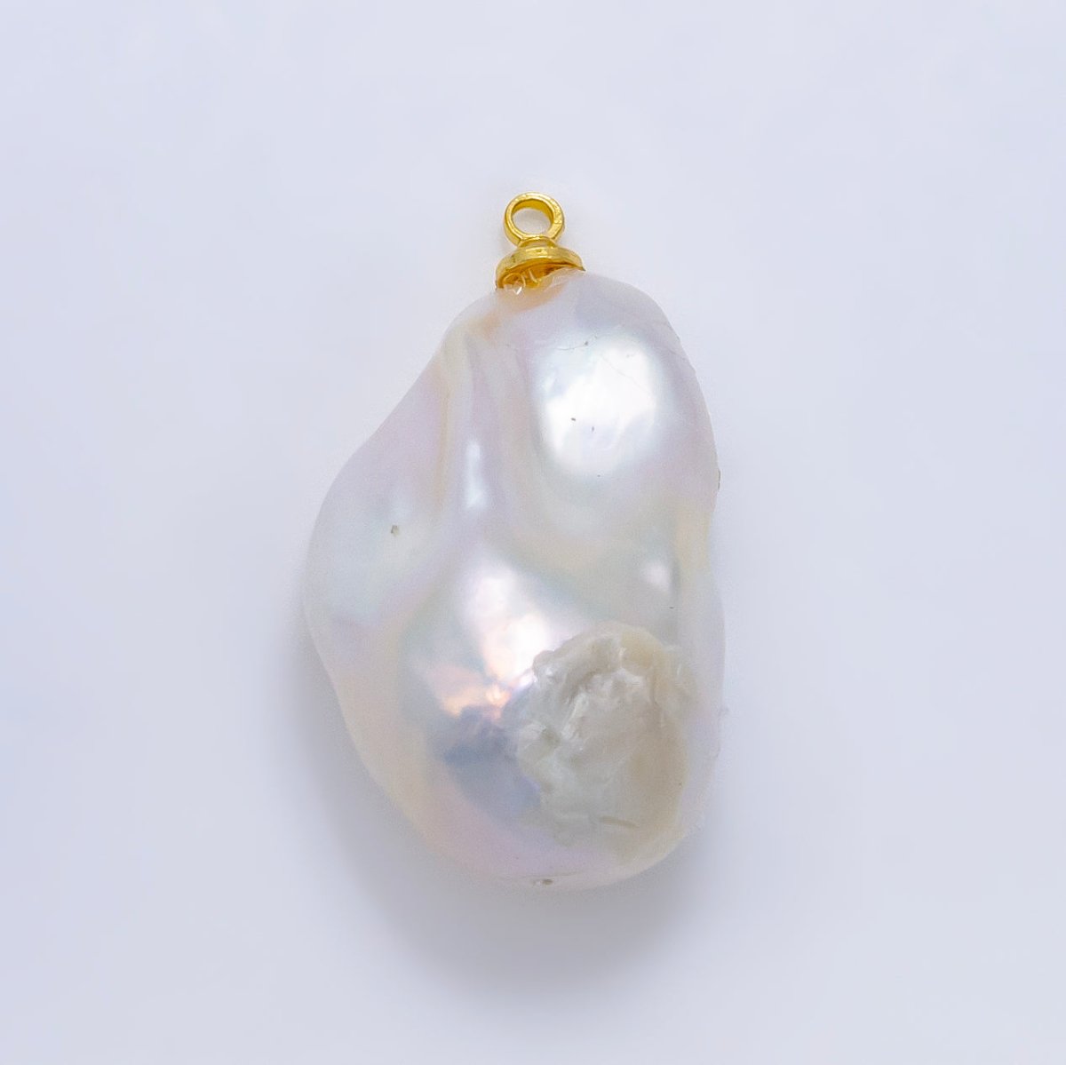 24K Gold Filled 30mm White Baroque Freshwater Pearl Charm | P1912 - DLUXCA