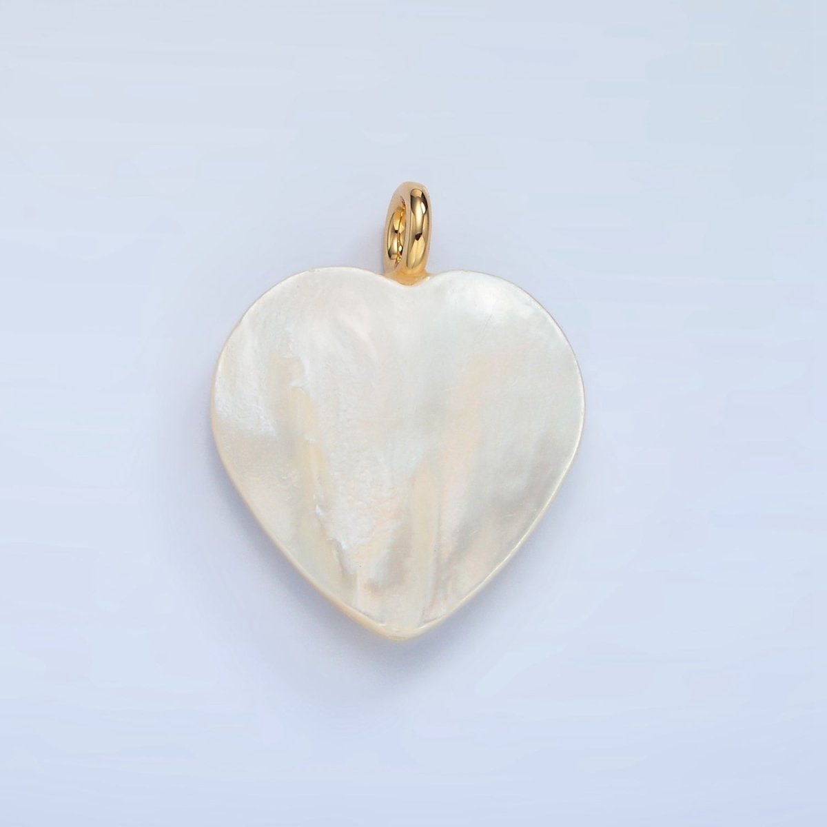 24K Gold Filled 31mm White Freshwater Pearl Heart Pendant | P1877 - DLUXCA