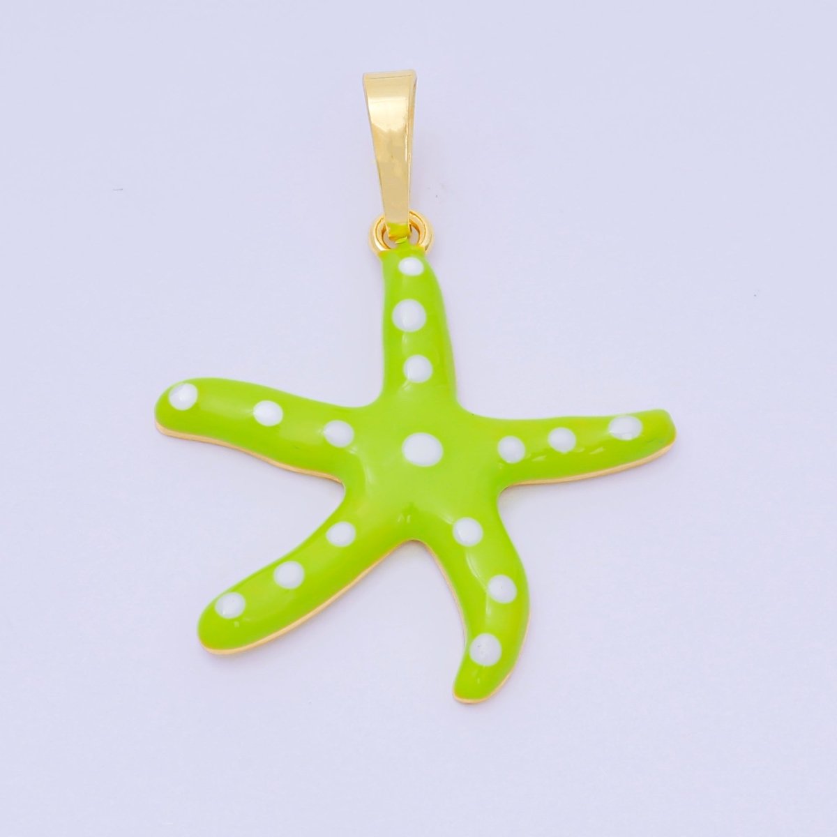 24K Gold Filled 32mm Colorful Charm Enamel Polka Dot Sea Starfish Pendant | AA - 1586 - AA - 1588 - DLUXCA