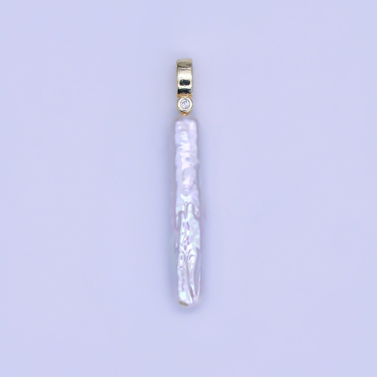 24K Gold Filled 32mm Freshwater Pearl Long Toothpick - Shaped Pendant | P - 1713 - DLUXCA