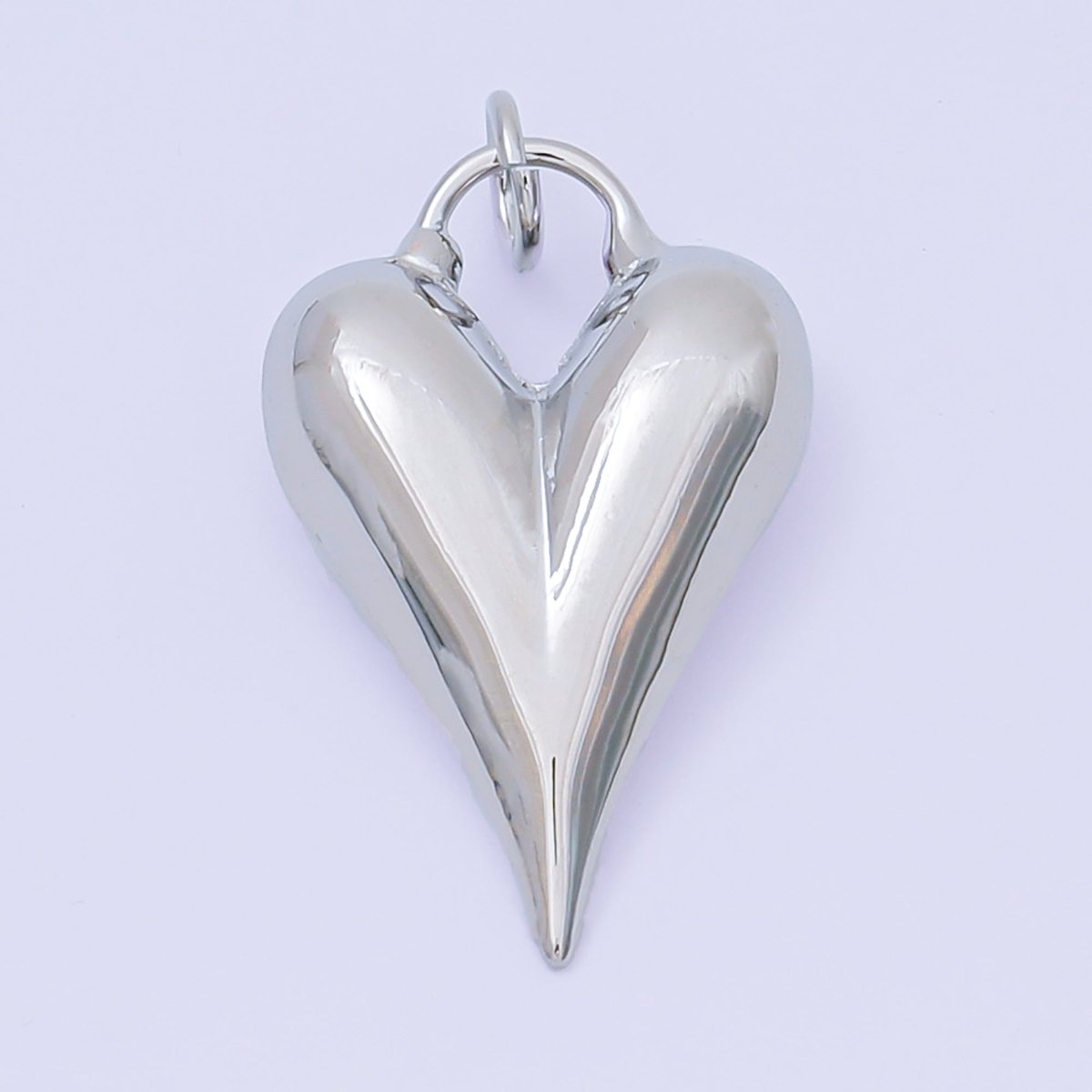 24K Gold Filled 32mm Sharp Heart V - Letter Shaped Charm in Gold & Silver | AC - 1583 - DLUXCA