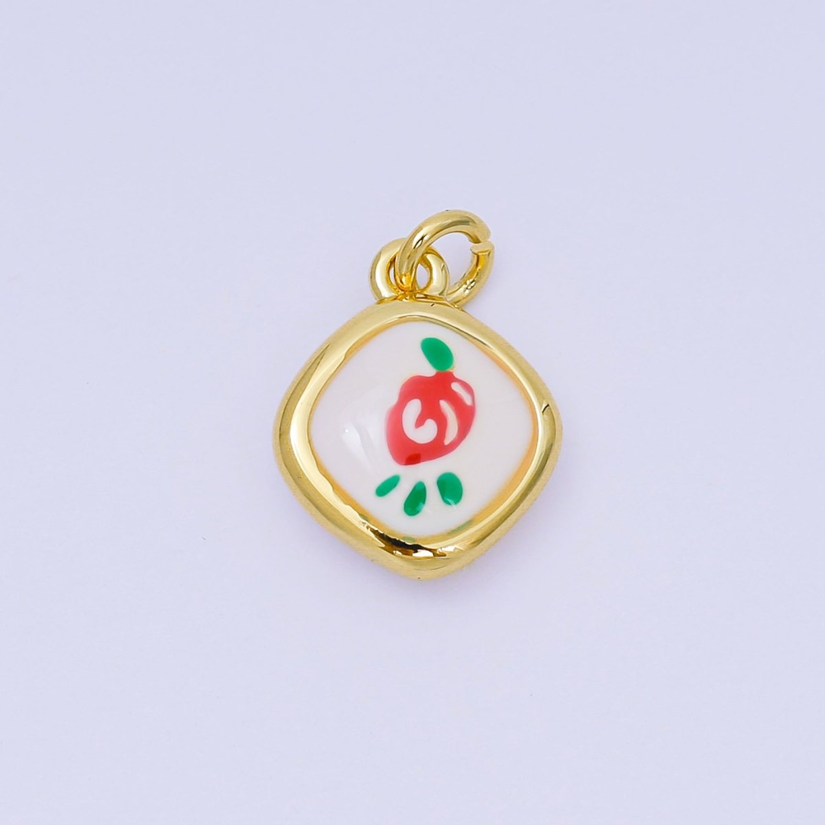 24K Gold Filled 33mm Enamel Flower Charm | AH - 546 - DLUXCA