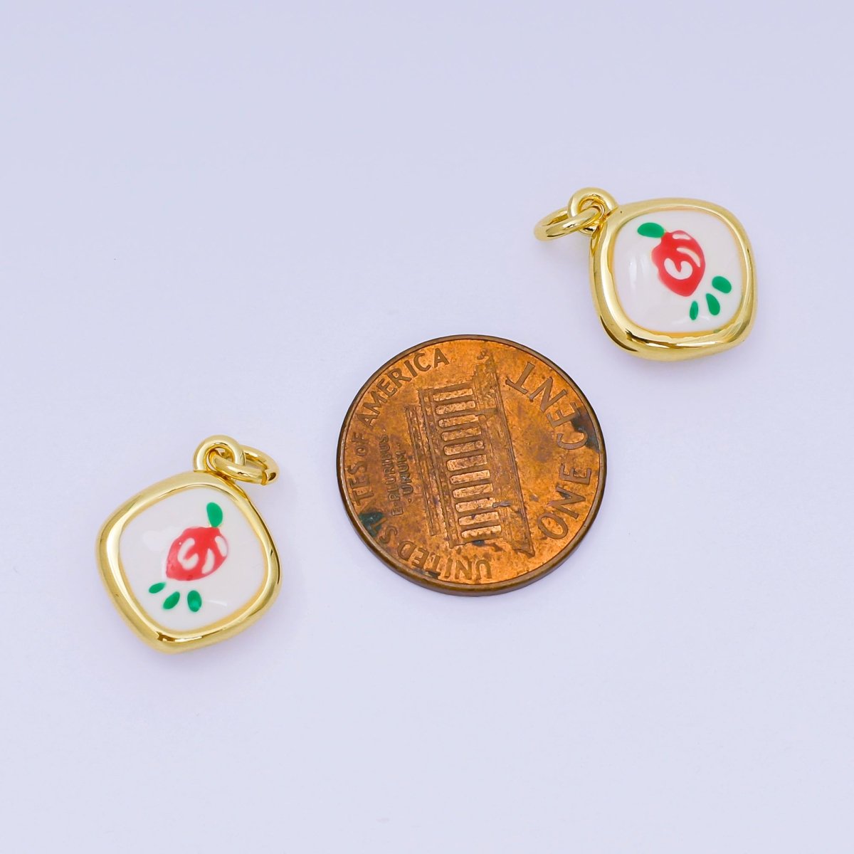 24K Gold Filled 33mm Enamel Flower Charm | AH - 546 - DLUXCA