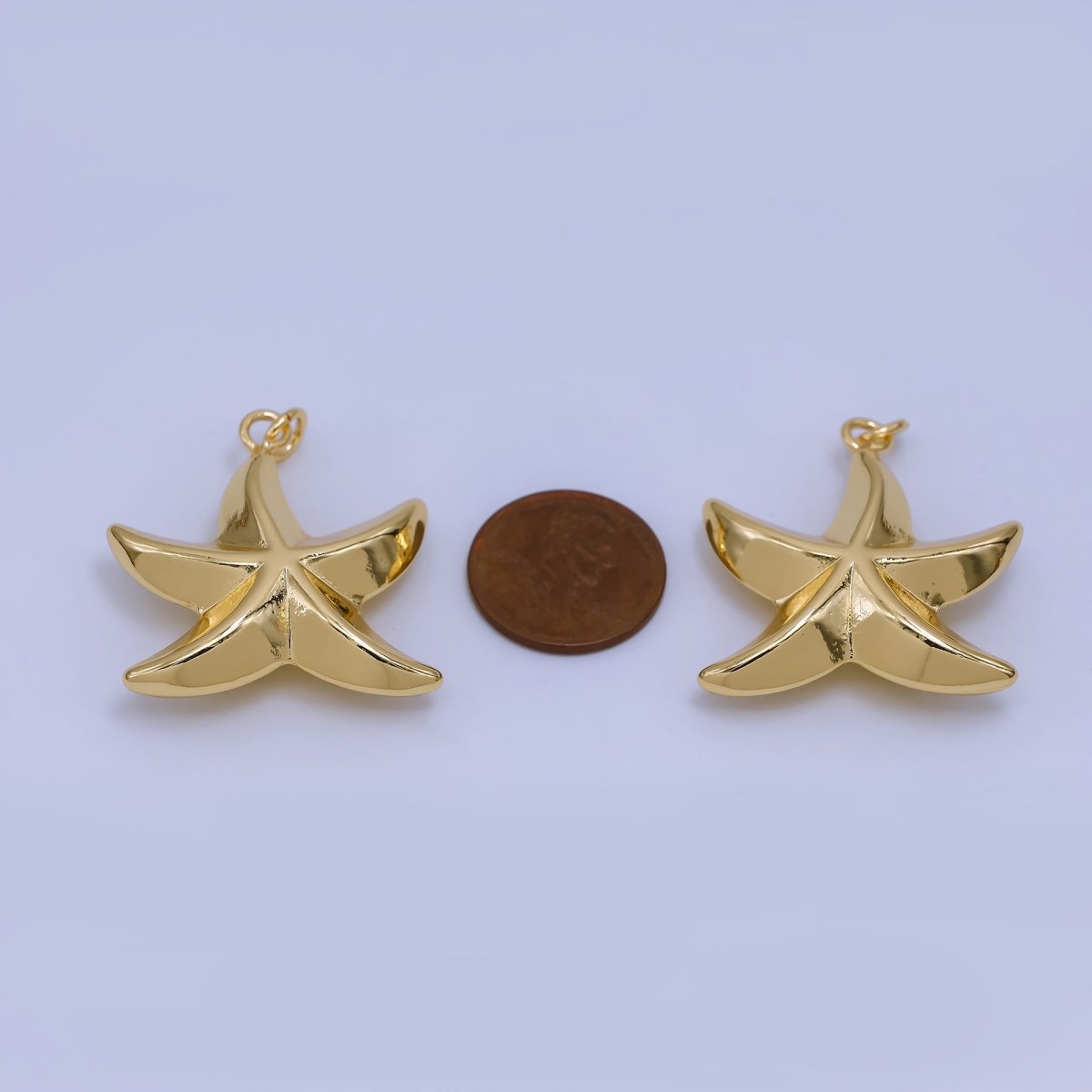 24K Gold Filled 33mm Puffy Sea Star Starfish Animal Charm | AH - 548 - DLUXCA