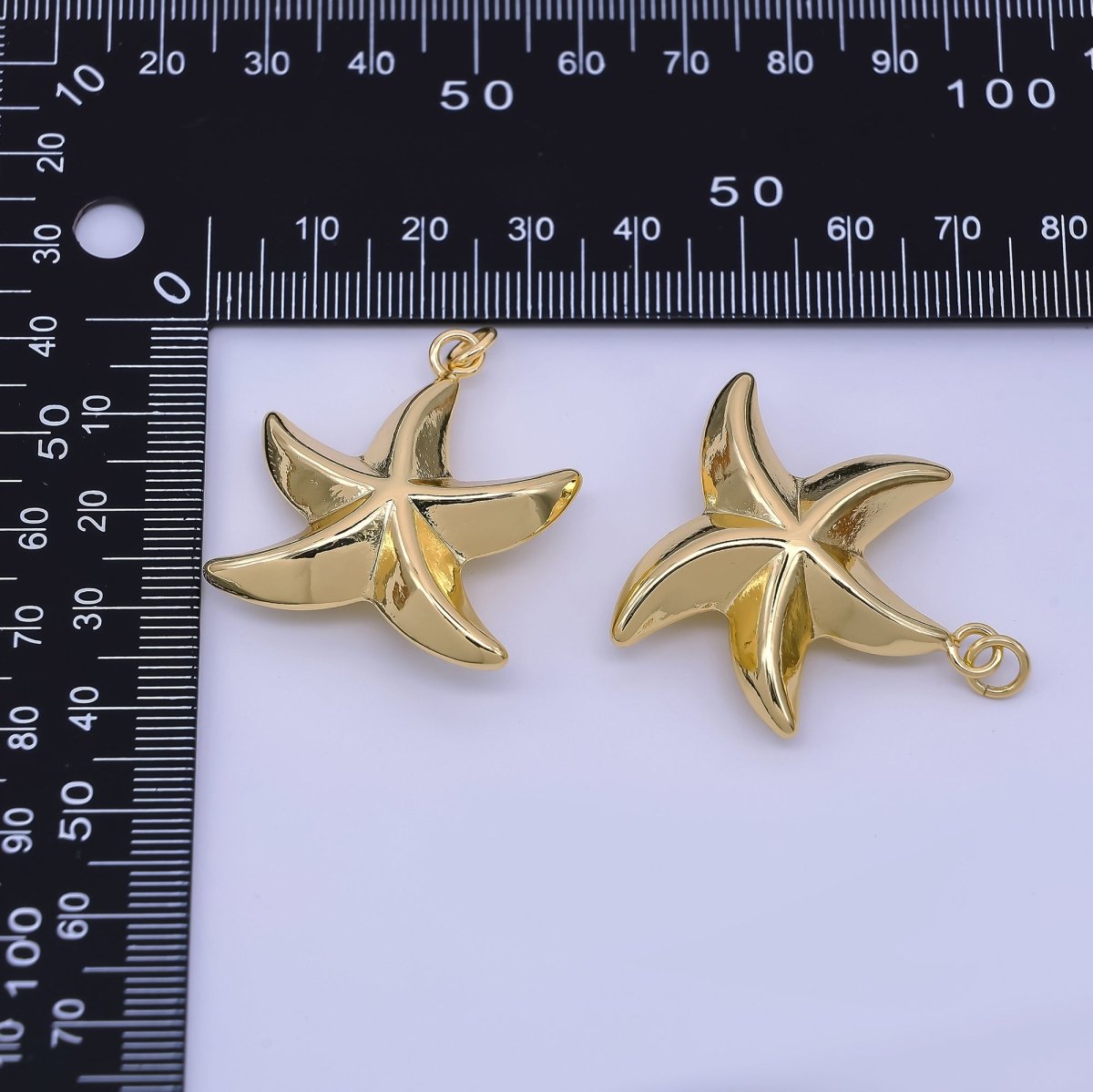24K Gold Filled 33mm Puffy Sea Star Starfish Animal Charm | AH - 548 - DLUXCA
