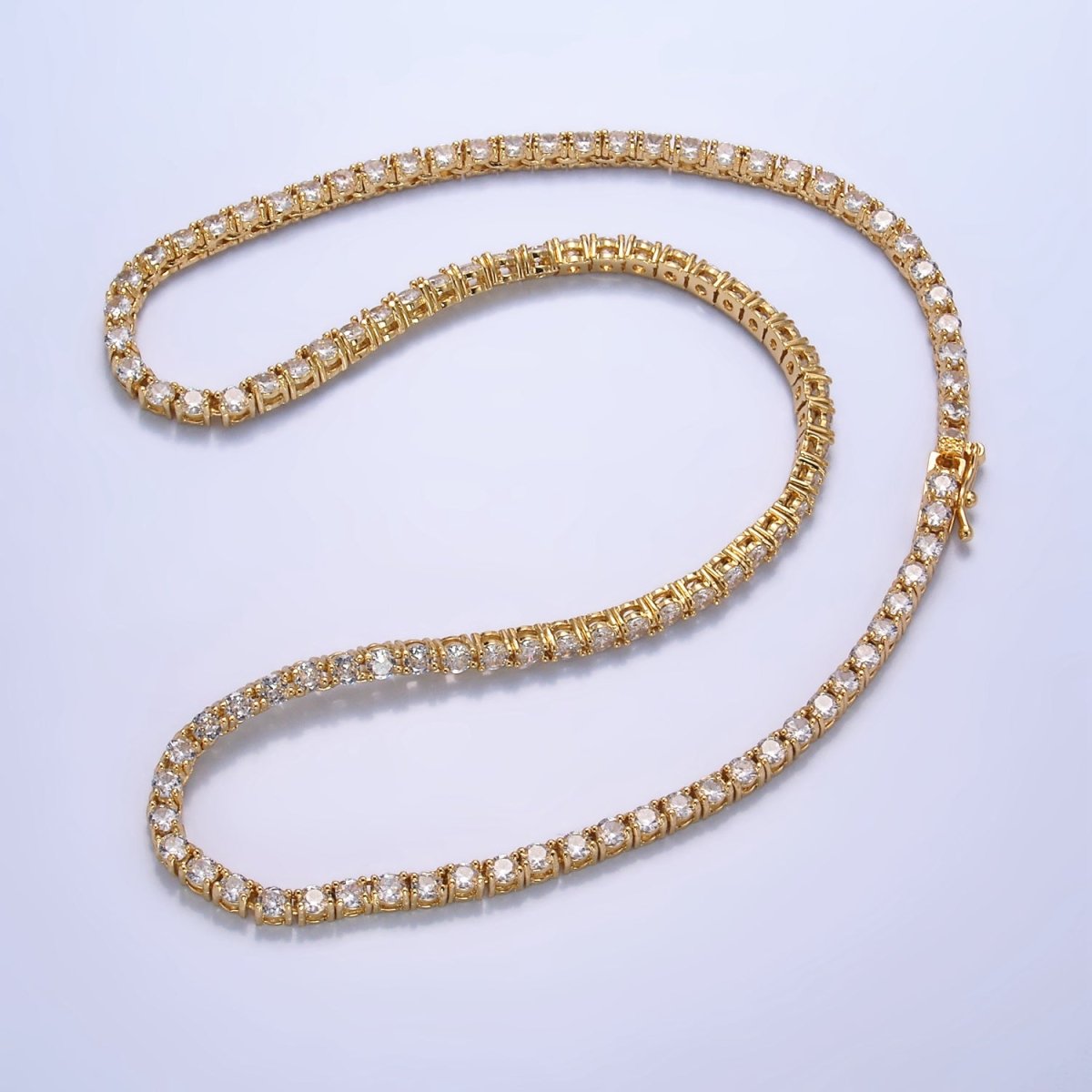 24K Gold Filled 3.4mm Clear CZ Tennis Chain 17 Inch Necklace | WA - 2661 - DLUXCA