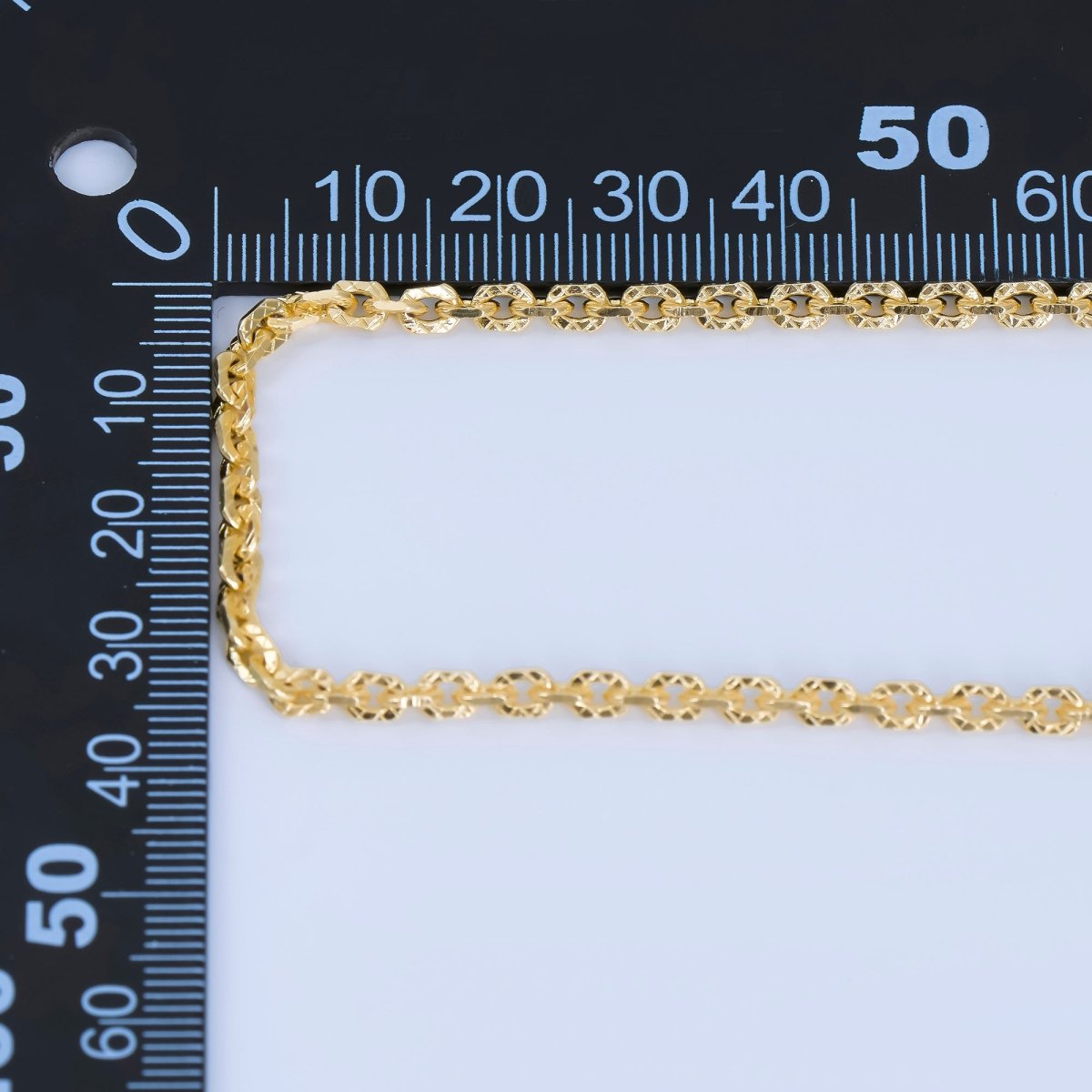 24K Gold Filled 3.4mm X Textured Rolo Cable Unfinished Chain by Yard | ROLL - 1684 - DLUXCA