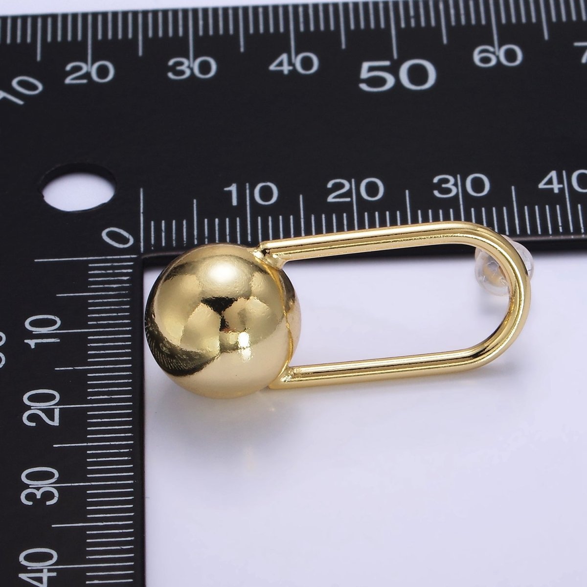 24K Gold Filled 35mm Ball Oblong Drop Stud Stud Earrings | P525 - DLUXCA