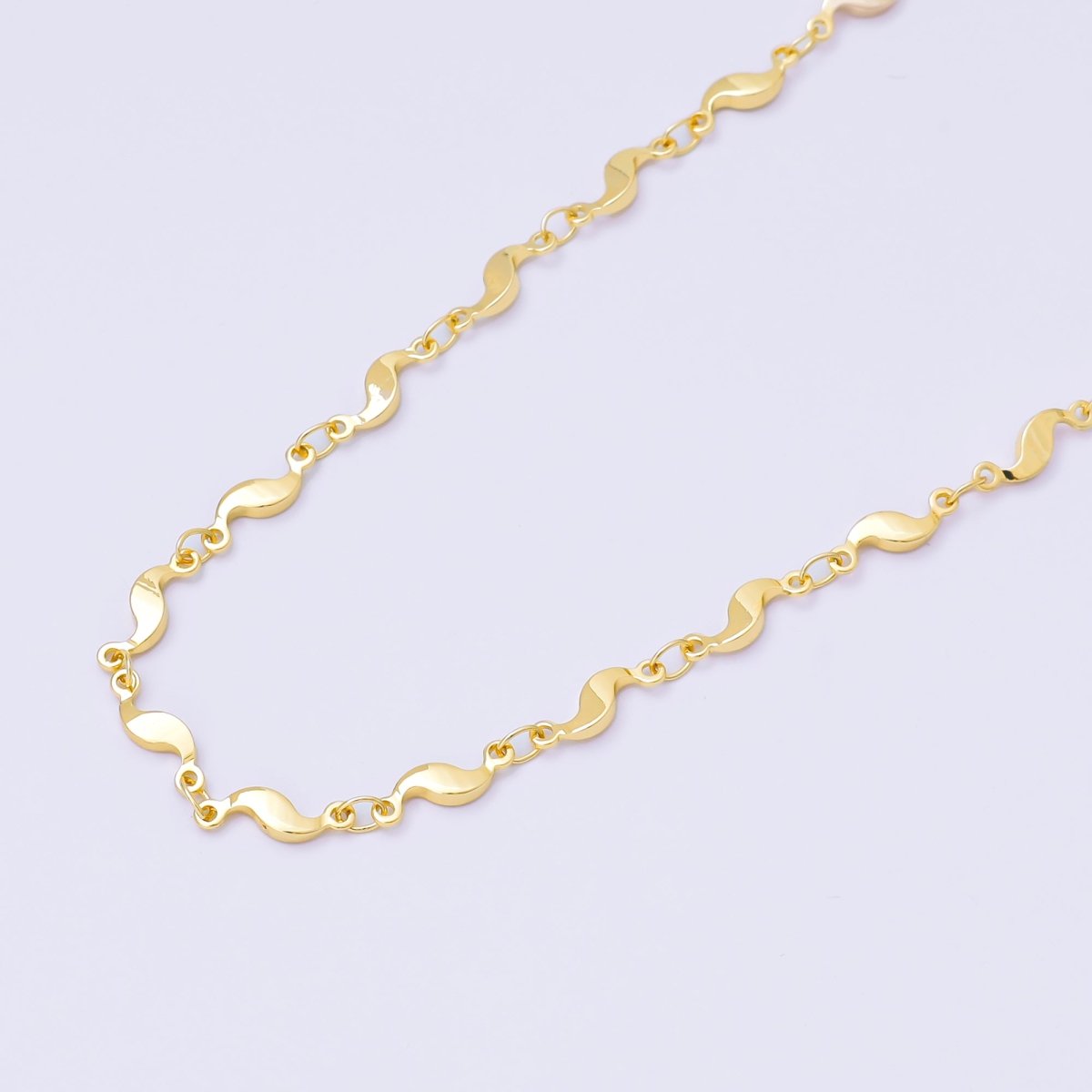 24K Gold Filled 3.5mm Geometric Curved Link Unfinished Chain by Yard in Gold & Silver | Roll - 2011 Roll - 2012 - DLUXCA