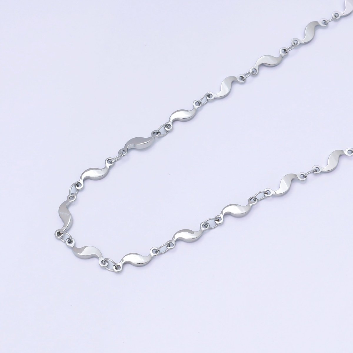 24K Gold Filled 3.5mm Geometric Curved Link Unfinished Chain by Yard in Gold & Silver | Roll - 2011 Roll - 2012 - DLUXCA