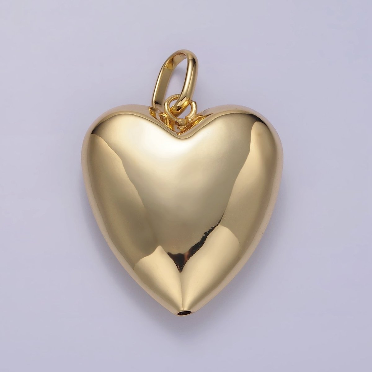 24K Gold Filled 35mm Minimalist Chubby Heart Pendant in Gold & Silver | AA1326 - DLUXCA