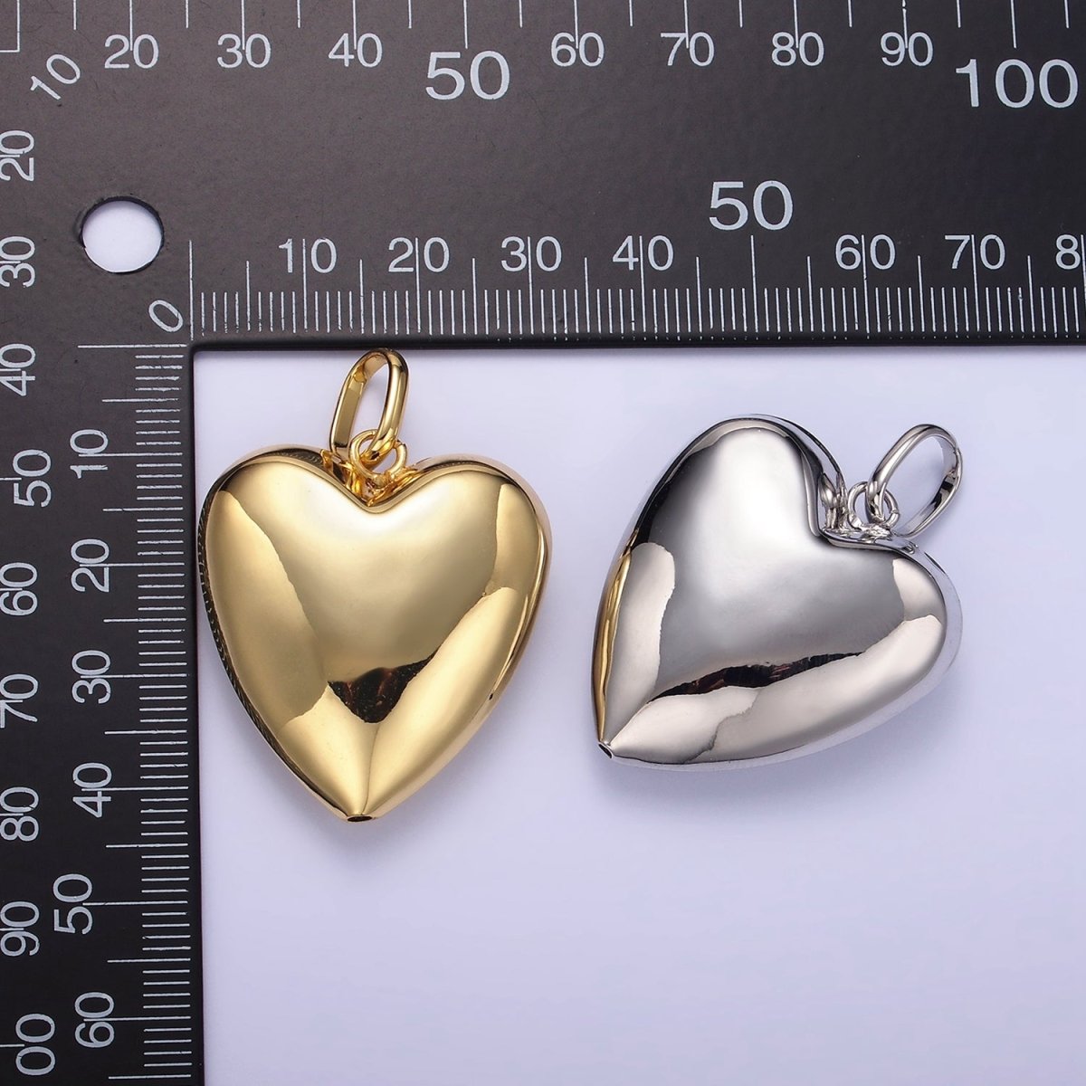 24K Gold Filled 35mm Minimalist Chubby Heart Pendant in Gold & Silver | AA1326 - DLUXCA