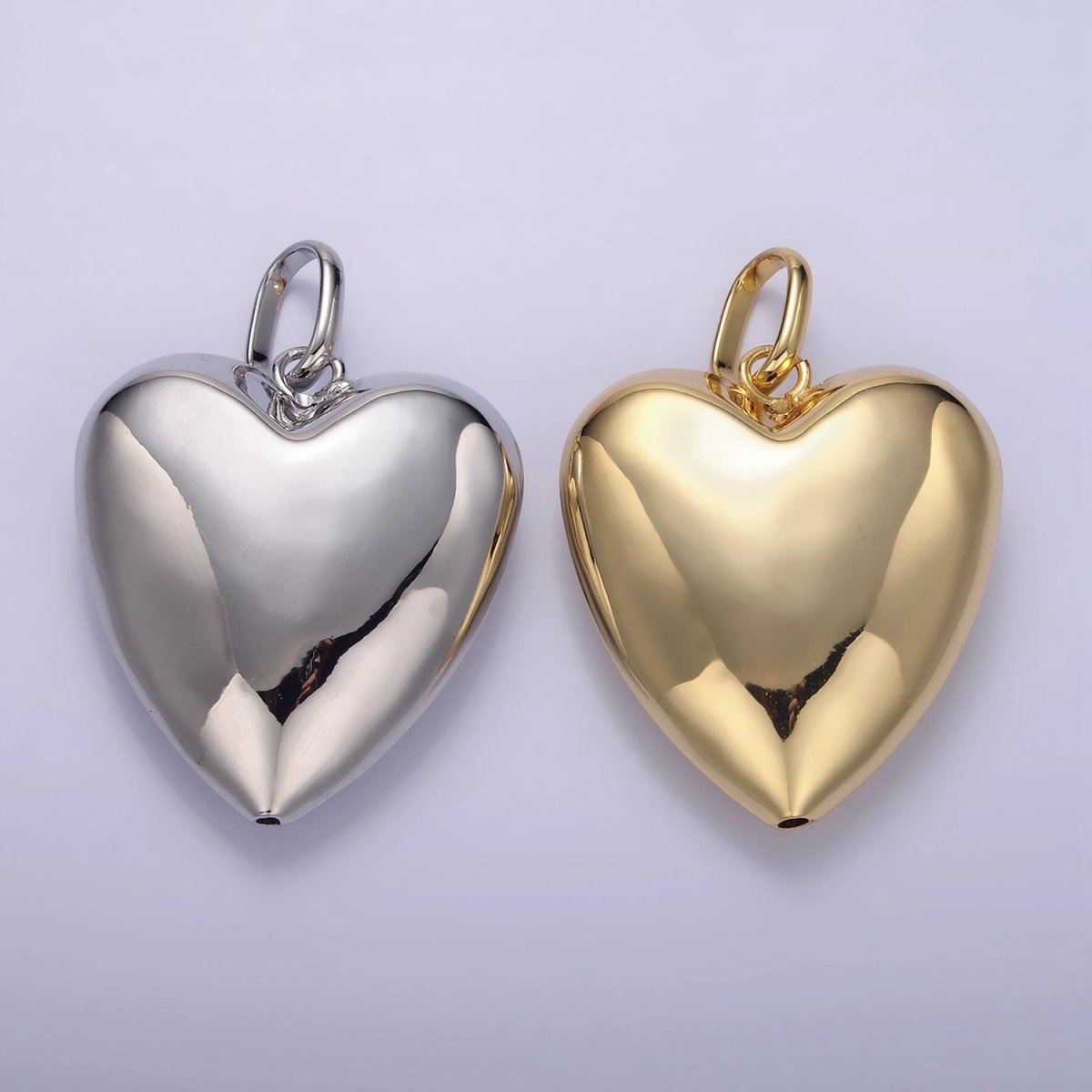 24K Gold Filled 35mm Minimalist Chubby Heart Pendant in Gold & Silver | AA1326 - DLUXCA