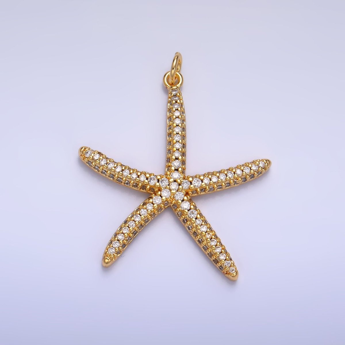 24K Gold Filled 35mm Starfish Micro Paved CZ Sea Animal Charm | W247 - DLUXCA