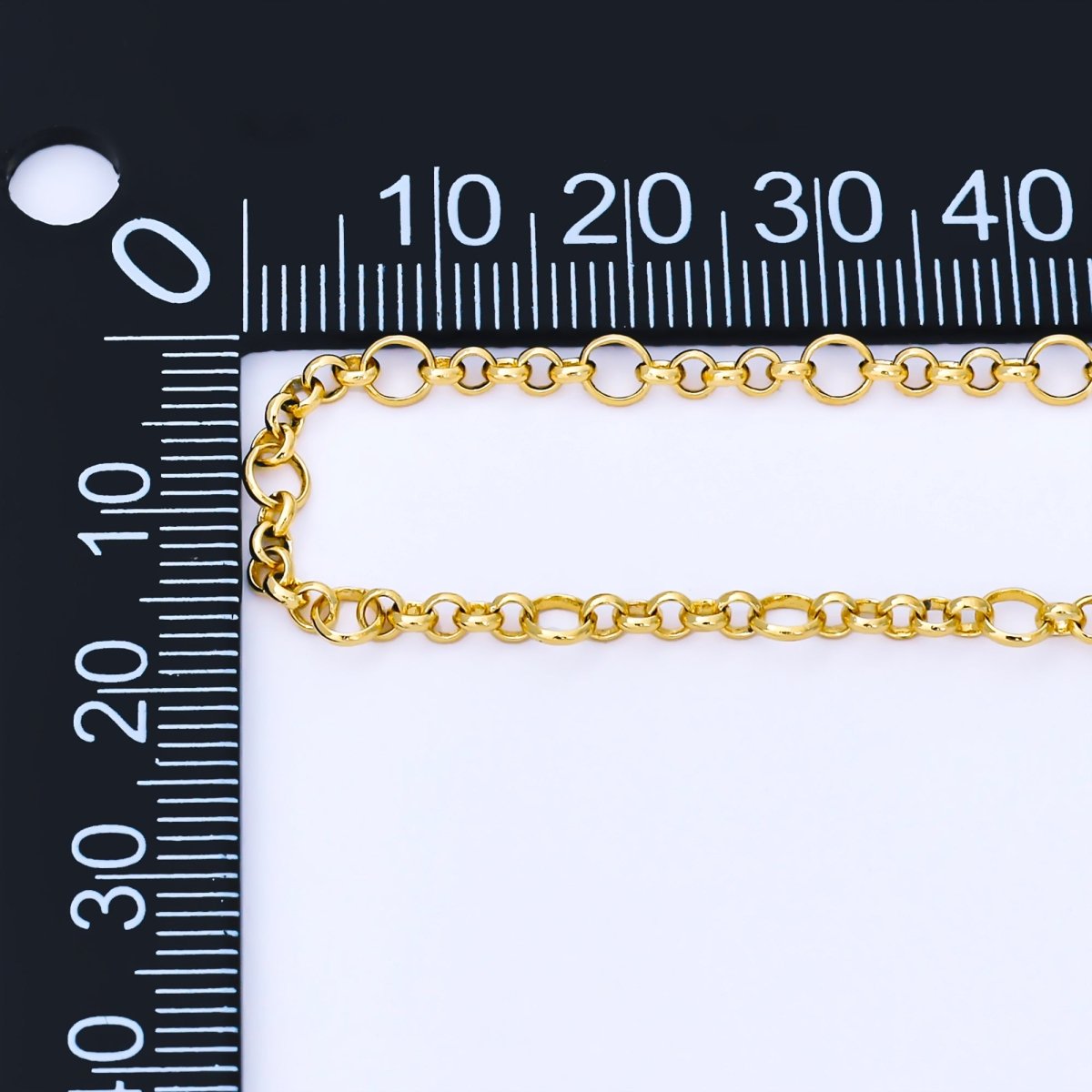 24K Gold Filled 3.6mm Big Round Figaro Unfinished Chain by Yard | Roll - 1741 - DLUXCA