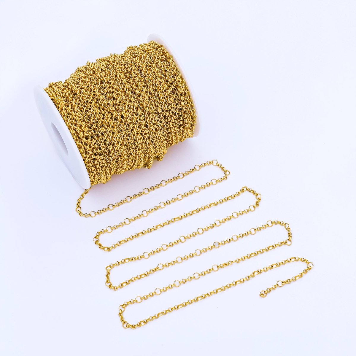 24K Gold Filled 3.6mm Big Round Figaro Unfinished Chain by Yard | Roll - 1741 - DLUXCA