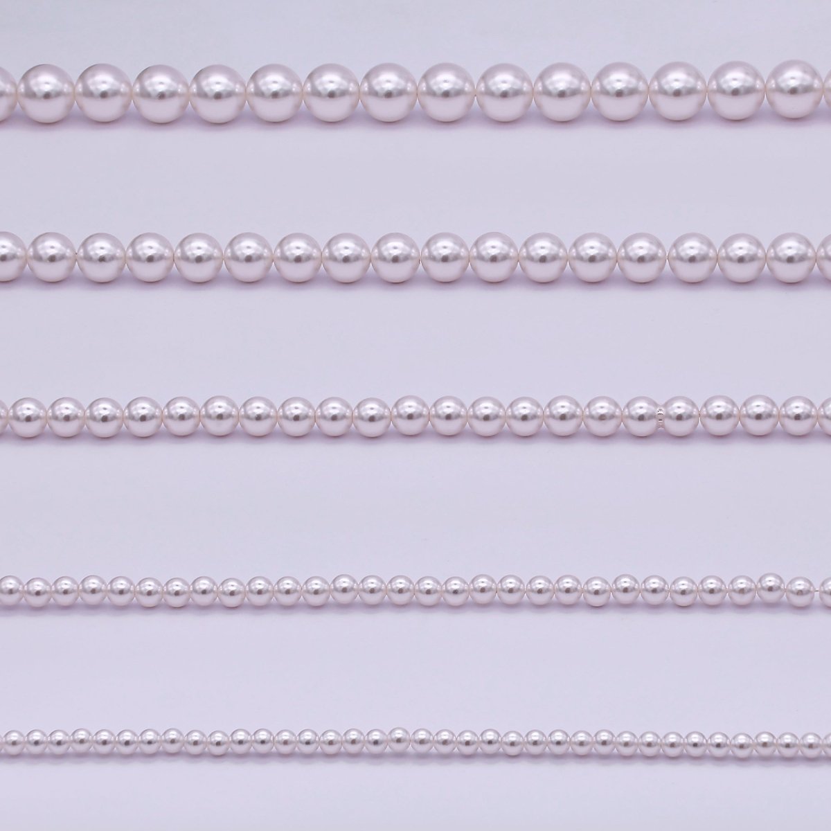 24K Gold Filled 3mm, 4mm, 6mm, 8mm, 10mm Light Pink Round Shell Pearl 17 Inch Necklace | WA - 2821 ~ WA - 2825 - DLUXCA