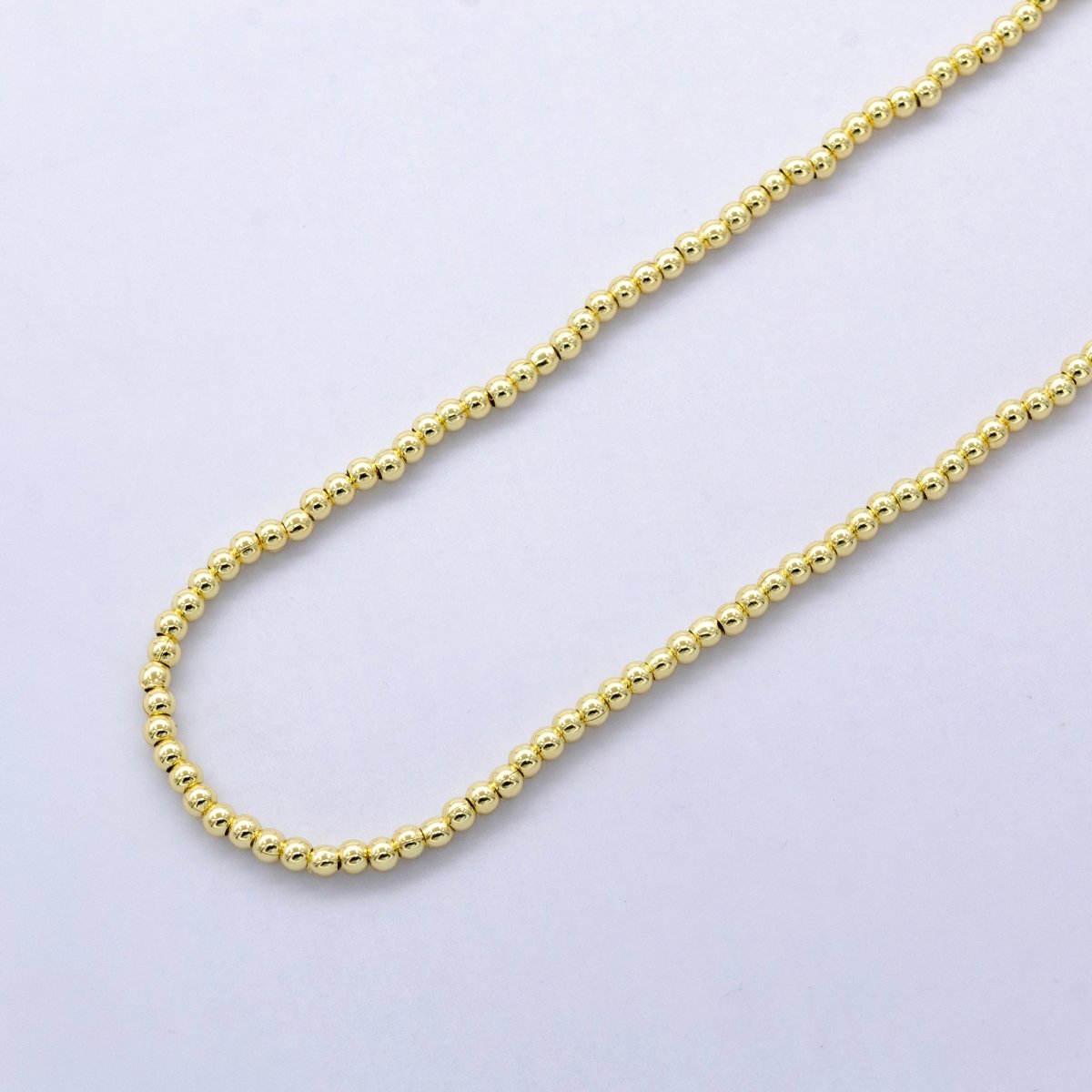 24K Gold Filled 3mm Bead Ball 17.5 Inch Chain Necklace | WA - A2739 - DLUXCA