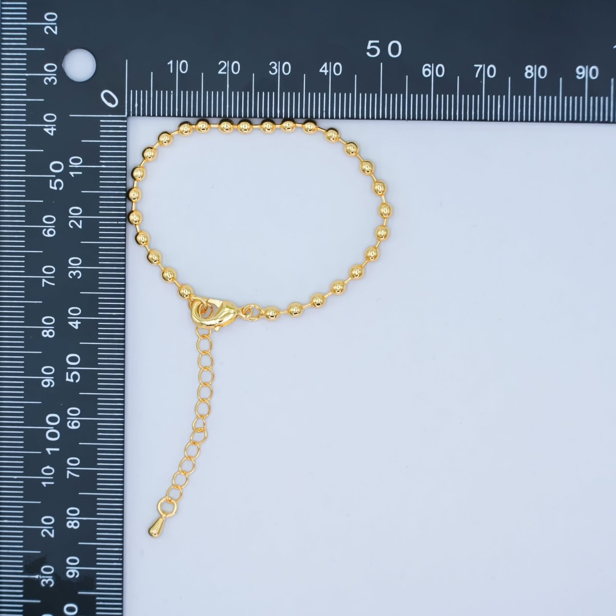 24K Gold Filled 3mm Bead Ball 7 Inch Chain Bracelet | WA - 2798 - DLUXCA