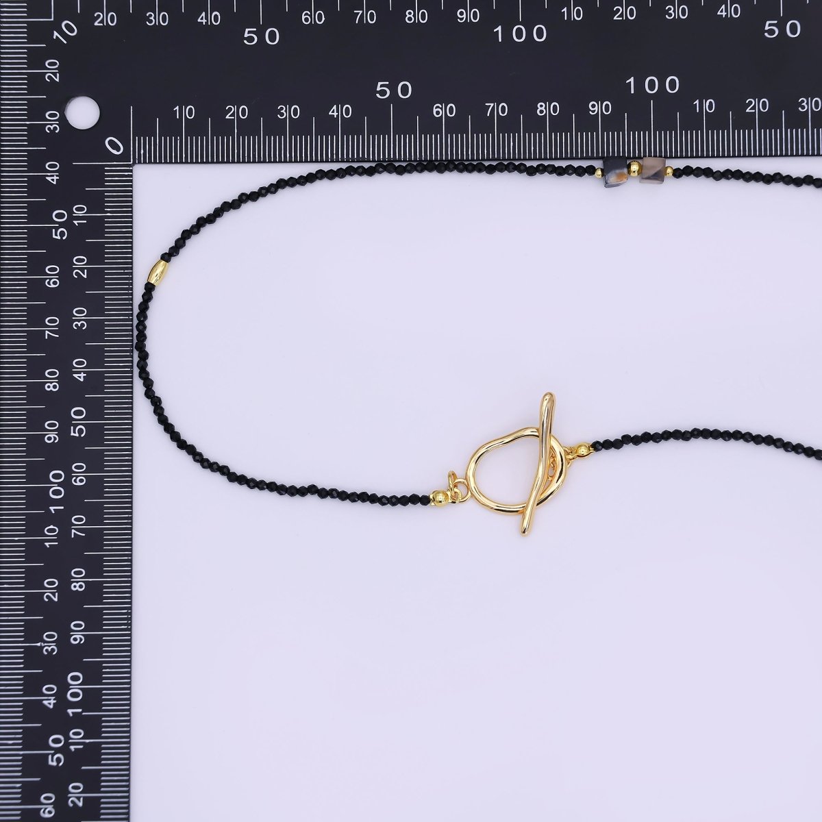 24K Gold Filled 3mm Grey Agate Onyx Shell Pearl Gemstone 40 Inches Necklace | WA - 3085 - DLUXCA