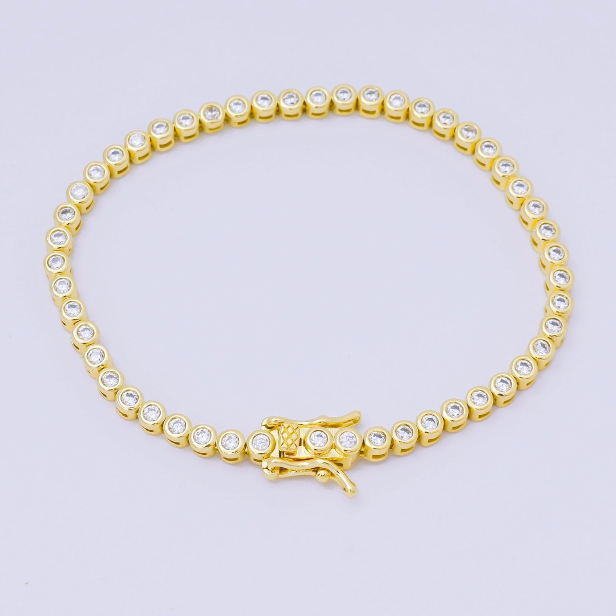 24K Gold Filled 3mm Round CZ 7 Inches Tennis Bracelet in Gold & Silver | WA - 2254 WA - 2256 - DLUXCA