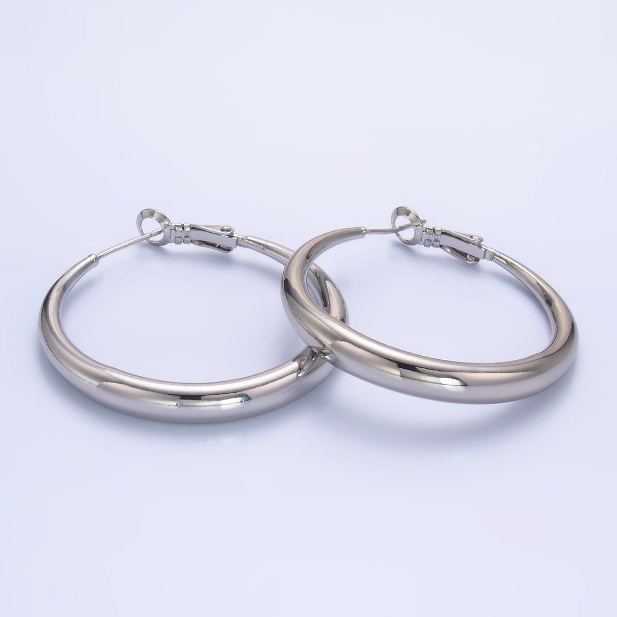 24K Gold Filled 40mm Classic Hinge Hoop Earrings in Gold & Silver | Ea - 0210 - DLUXCA