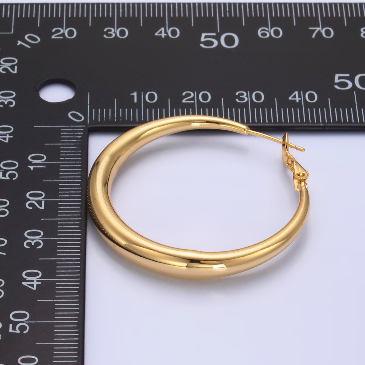 24K Gold Filled 40mm Classic Hinge Hoop Earrings in Gold & Silver | Ea - 0210 - DLUXCA