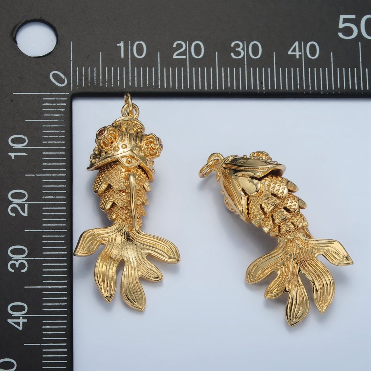 24K Gold Filled 40mm Gold Fish Artisan Multidimensional Pet Animal Charm | E047 - DLUXCA