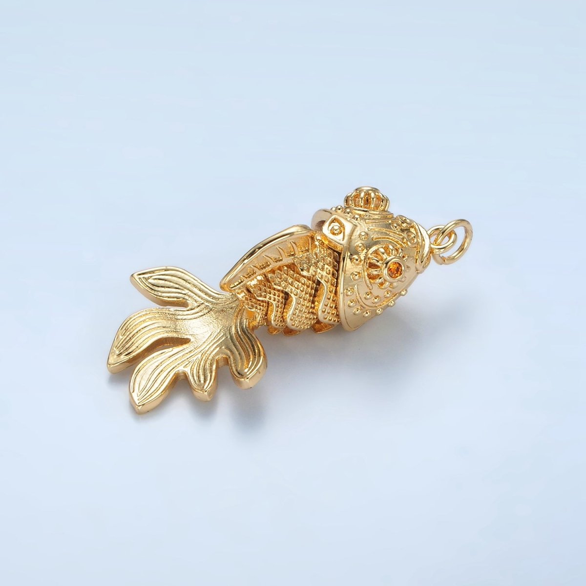 24K Gold Filled 40mm Gold Fish Artisan Multidimensional Pet Animal Charm | E047 - DLUXCA